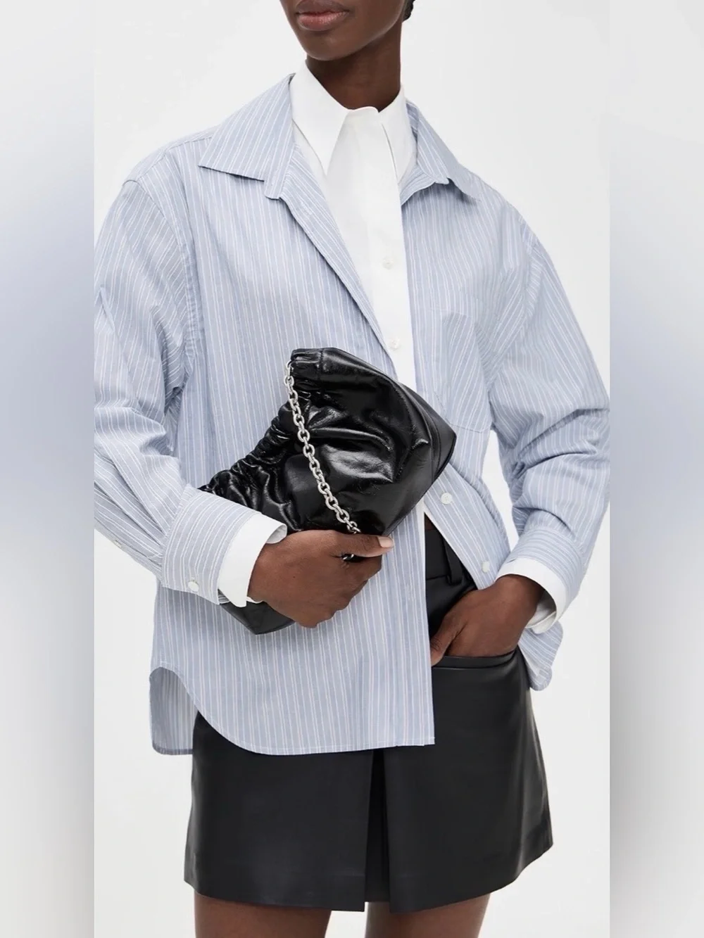 Reformation DAHLIA Black Leather Chain Bag $348 New